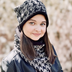 dámská šátkošála  - manšestrová s kohoutí stopou